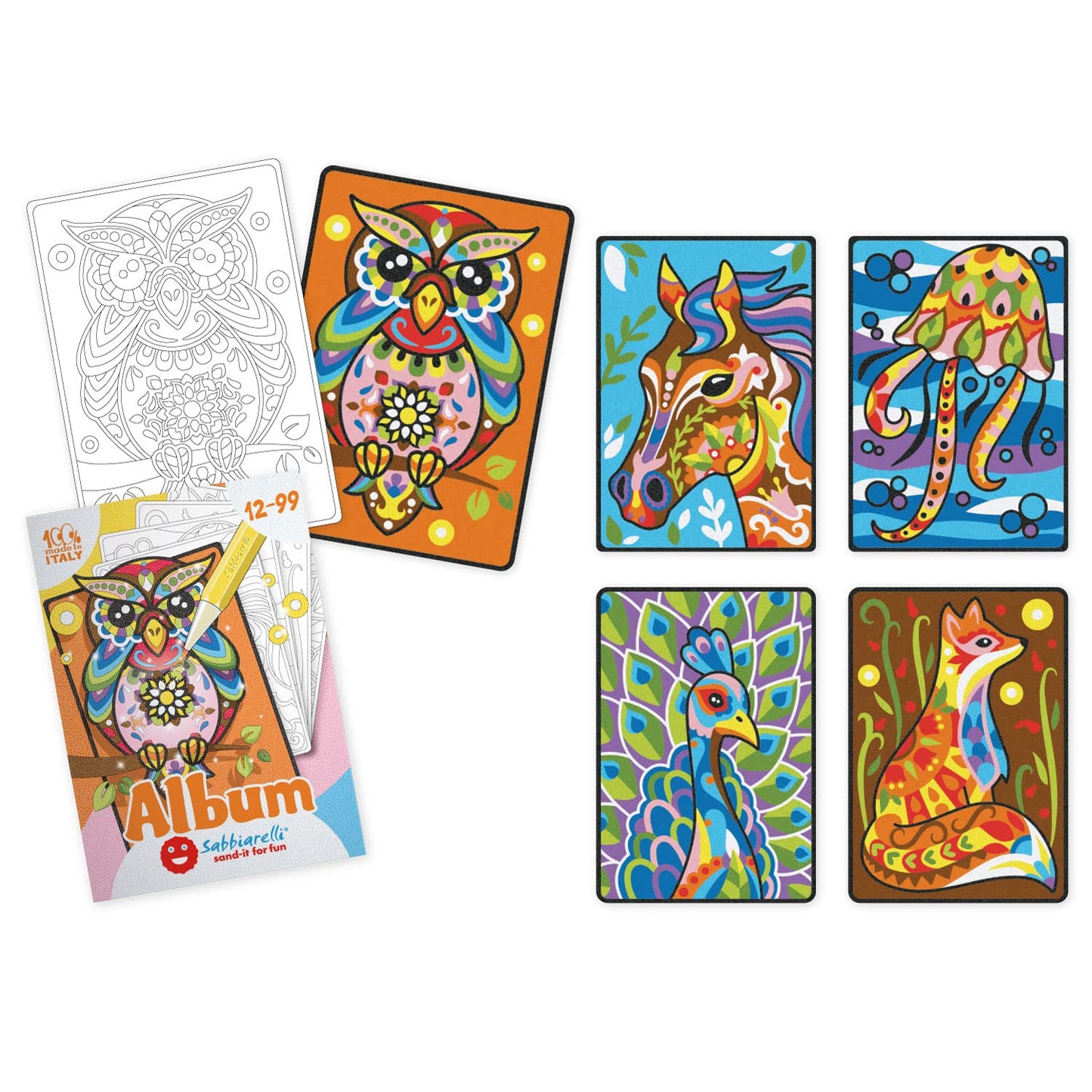 Sabbiarelli Sand-it For Fun - Box Sandsation Art, creative set with colored sand, relaxing and stress-relieving artistic activity, gift idea for children and adults.