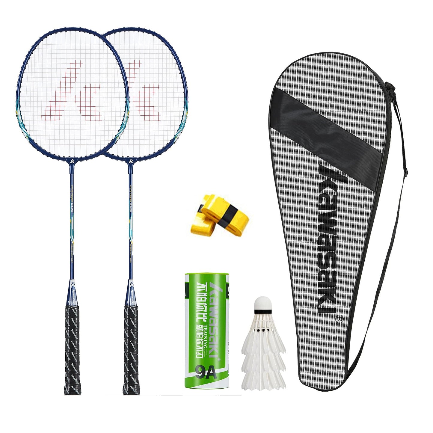 Kawasaki badminton racket shuttlecock set racket badminton racket professional with 3 badminton balls 1 racket bag 2 shuttlecocks for training, sport - parent product (blue)
