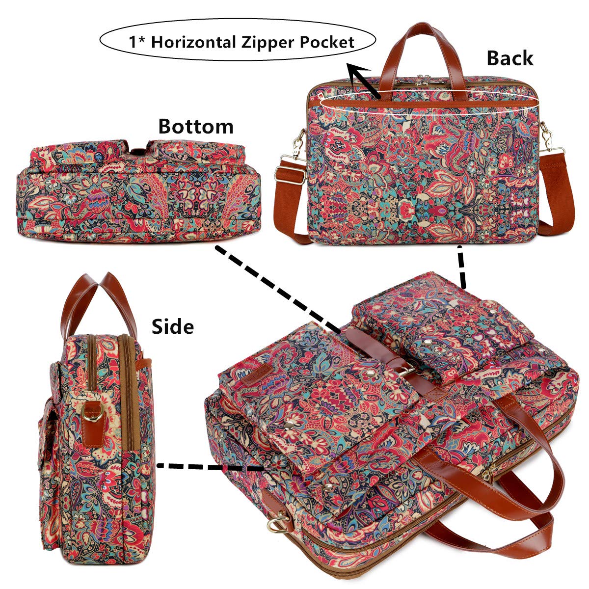 Baosha Women Laptop Bag 17 Inch Briefcase Ladies Shoulder Bags Work Bag Business Bag Multicompartment BC-07 (Multicolor Print HS)