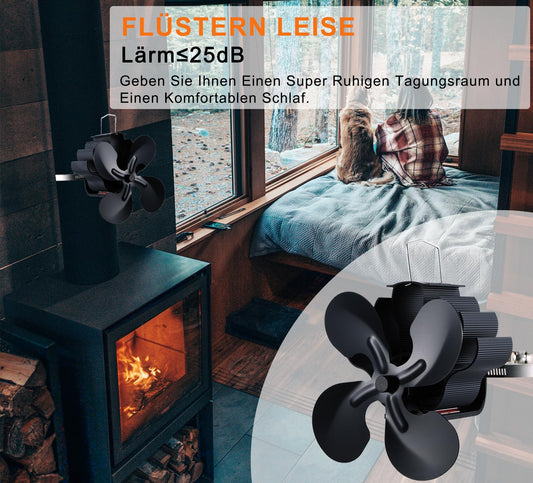 4 Blade Rotor Blades Fireplace Fan, Non-electric Fan Fireplace Wood Stoves Stoves, Stove Fan Fireplace Fireplace Stoves Stove Without Power Heat