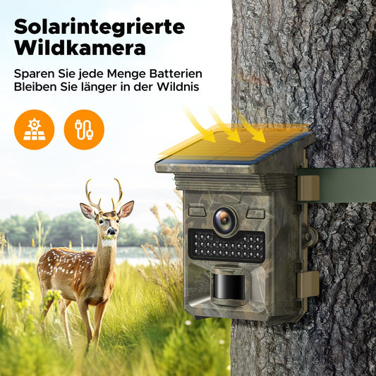 VOOPEAK Solar Trail Camera 4K 48 MP, Trail Camera with Motion Sensor Night Vision, Wildlife Camera Fast 0.1 Seconds Trigger, IP66 Waterproof for Wildlife Monitoring