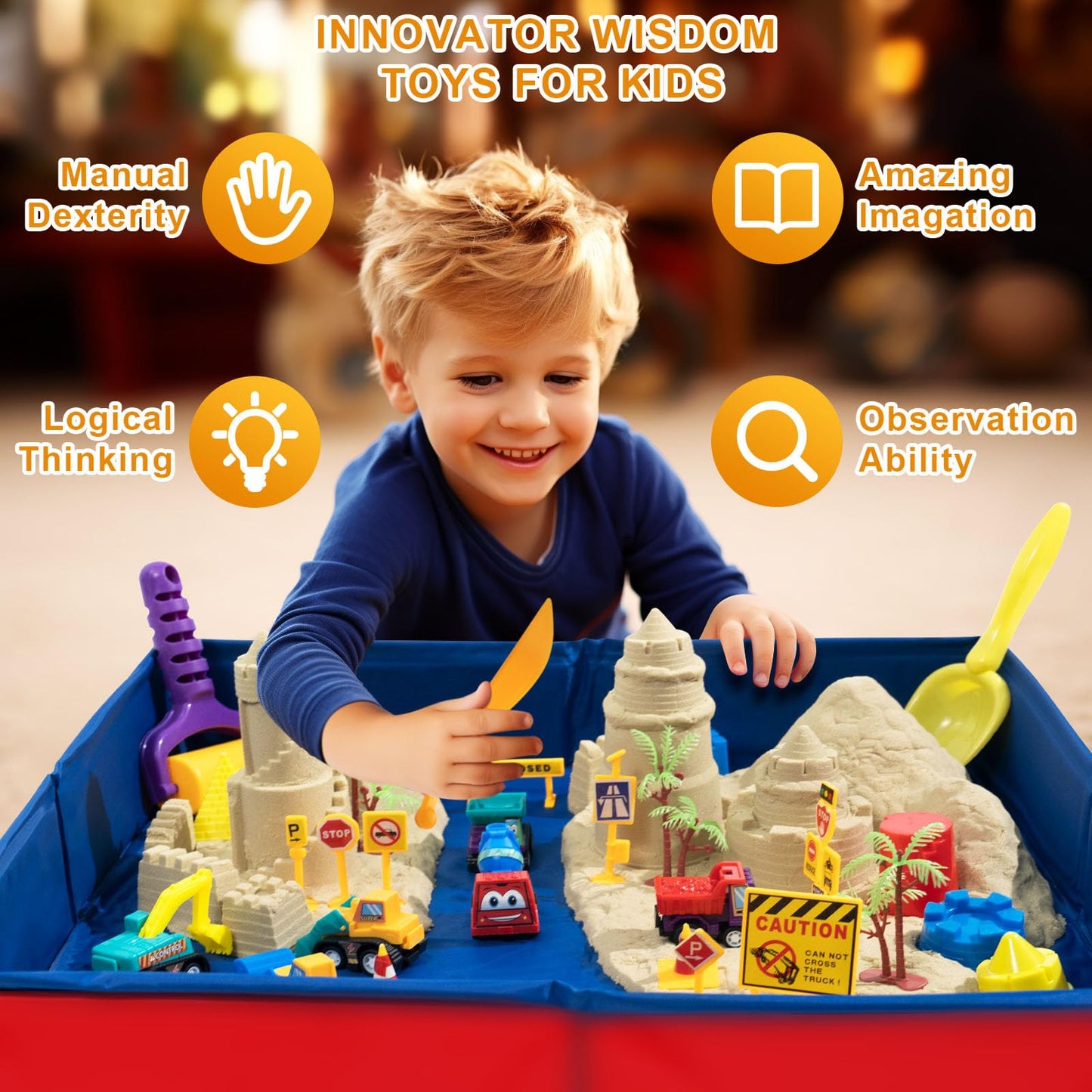 CROSOFMI Magic Sand For Kids Set Play Sand Foldable Sandbox for Boys Girls 3 4 5 6 7+ Years Old