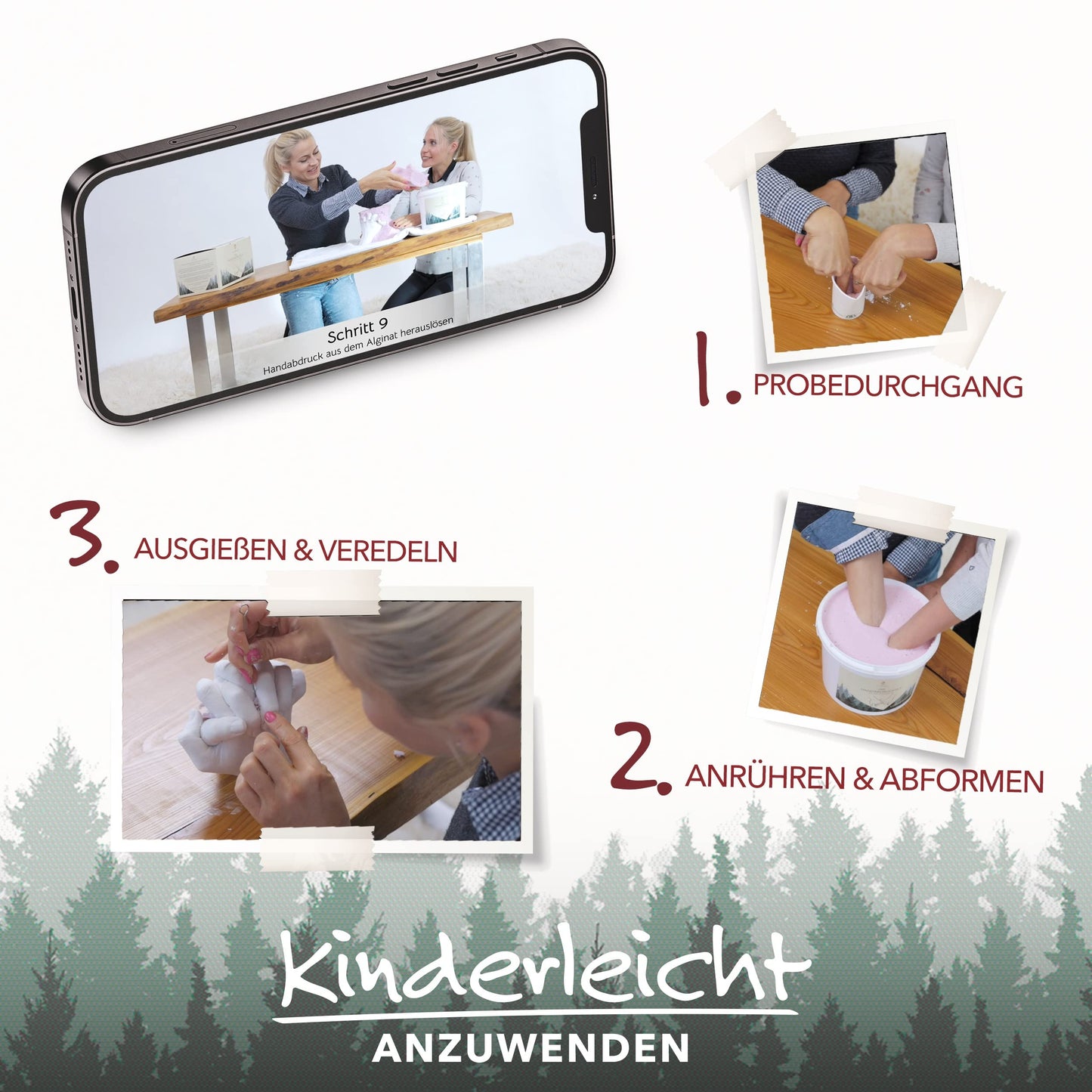 SOULBABY® 3D Handprint Set for couples with gift packaging I Plaster casting kit with extra large bucket I 100% Black Forest Made I Premium plaster hand casting couple with video instructions