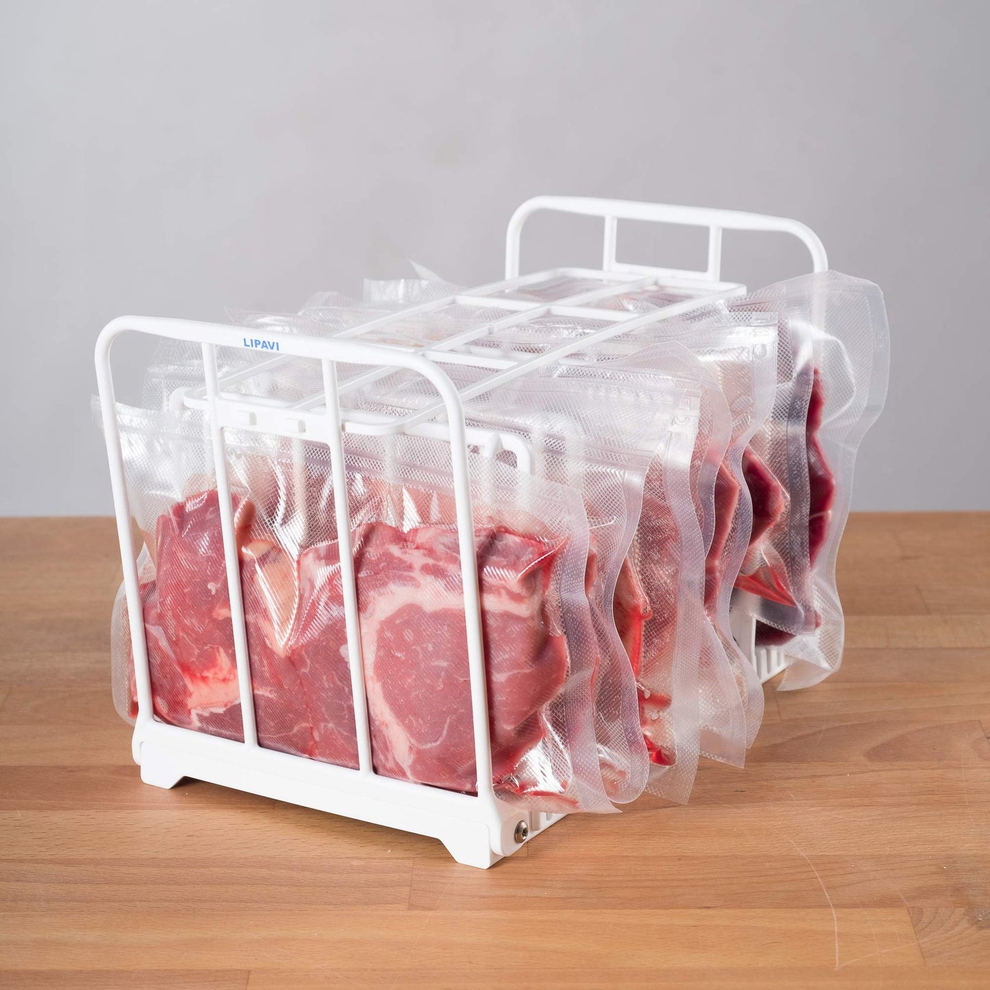 LIPAVI N20X Sous Vide Rack made of Polycarbonate and 316L Stainless Steel Adjustable, foldable out of Stainless Steel | Vertical rack for cooking | Fast, even, and efficient
