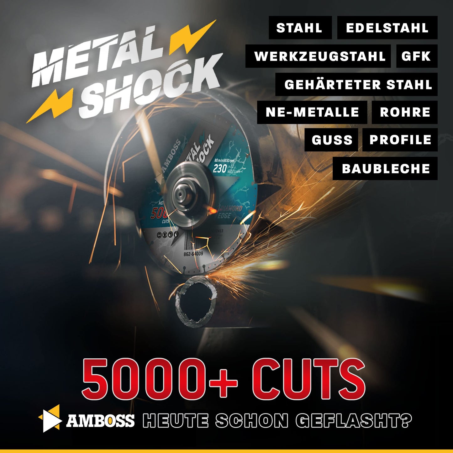 Anvil diamond cutting disc Metal Shock 5000+ for metal/steel/stainless steel - 230 x 2.2 x 22.23 mm