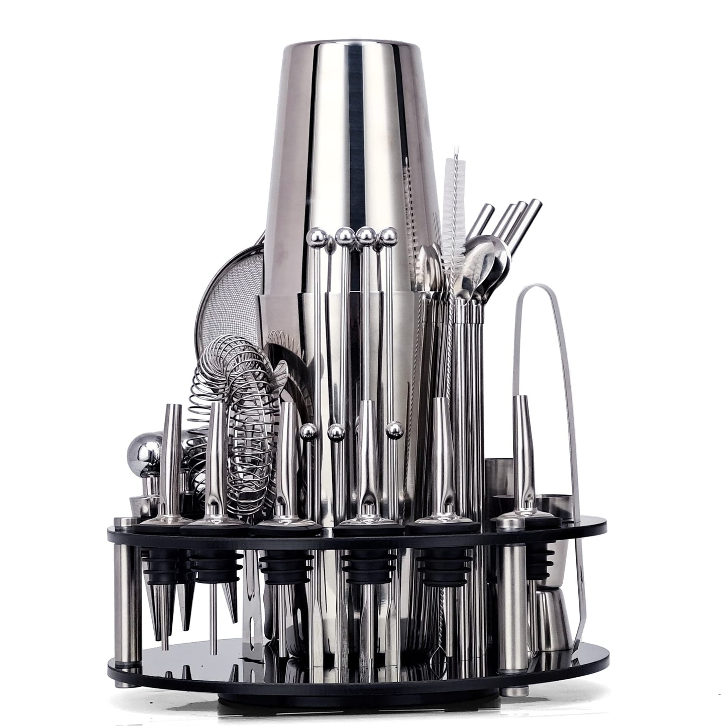 CKductpro Cocktail Set, 41-piece stainless steel Cocktail Shaker Set, 360° rotating acrylic stand, Bartender Set Bar Gift Set (41-Piece)