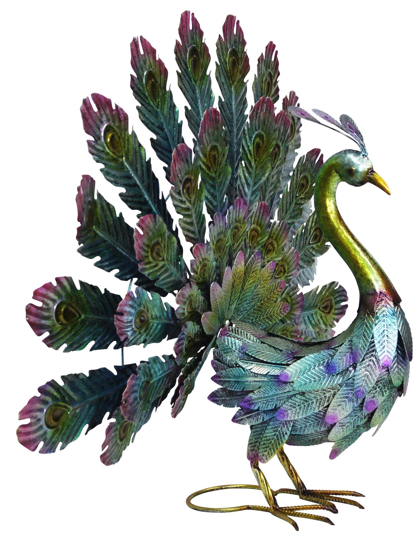 Metal garden figure peacock colorful 81 x 62cm deco sculpture garden decoration animal figure