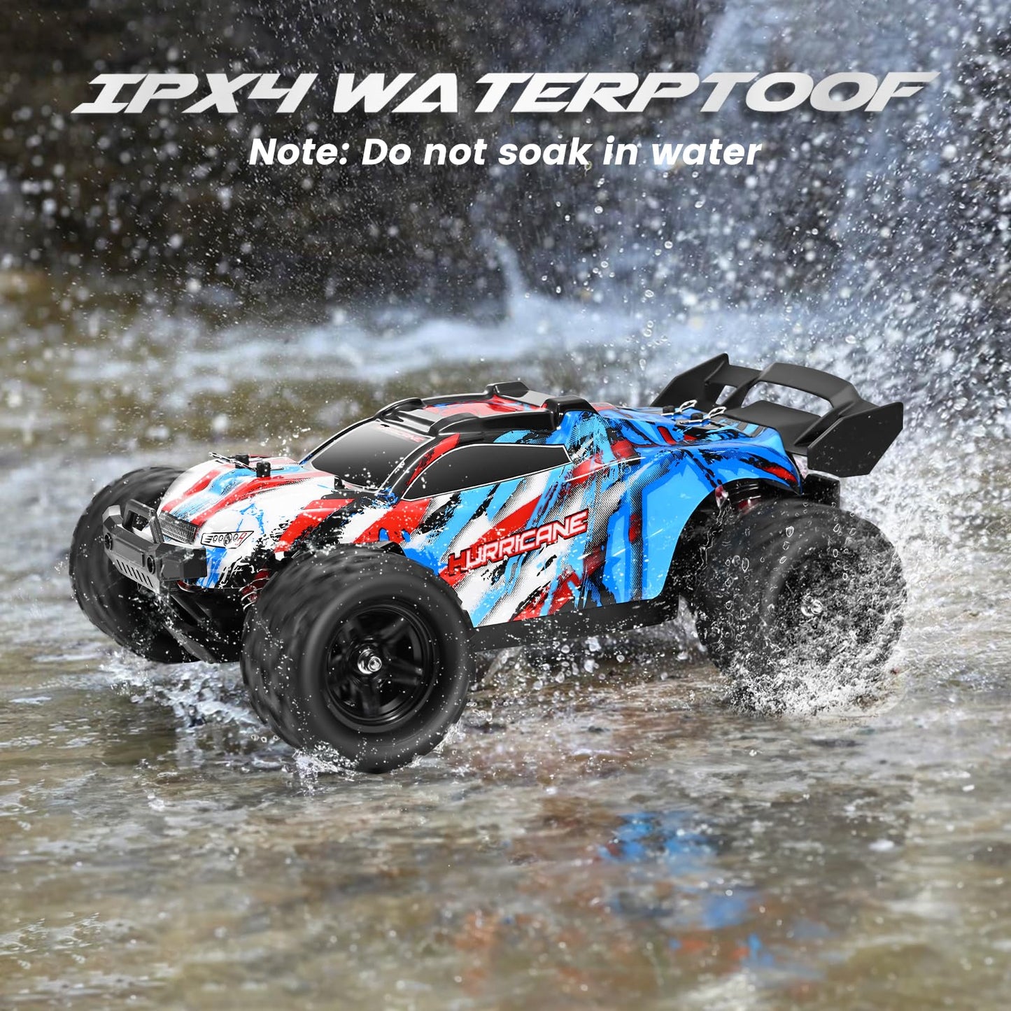 1:18 remote control car, all-wheel off-road RC car, 2 batteries, 40 minutes runtime, 2.4GHz all terrain high-speed RC crawler 50 km/h, outdoor indoor vehicle toy for adults and kids.