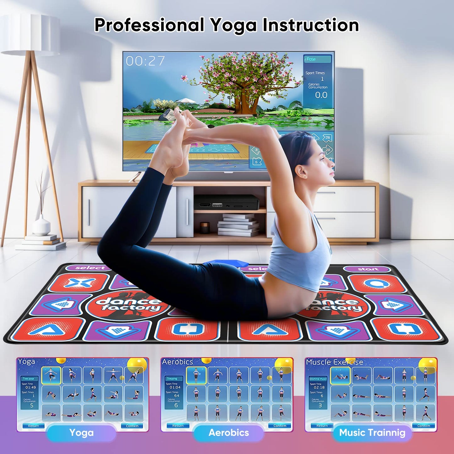 Aomdom Dance Mat for Kids and Adults, upgraded model, double music dance mat, non-slip and durable, with wireless receiver, wireless with 200 games and 100+ music (166 x 93 cm)