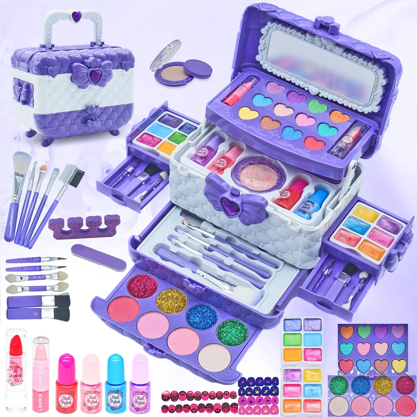 Children's makeup set girls toy gifts - Kids Washable Makeup Case, Makeup Kids Make Up Set Games, Toys for Girls Christmas Birthday Gifts for Girls 4 5 6 7 8 9 10 11 years