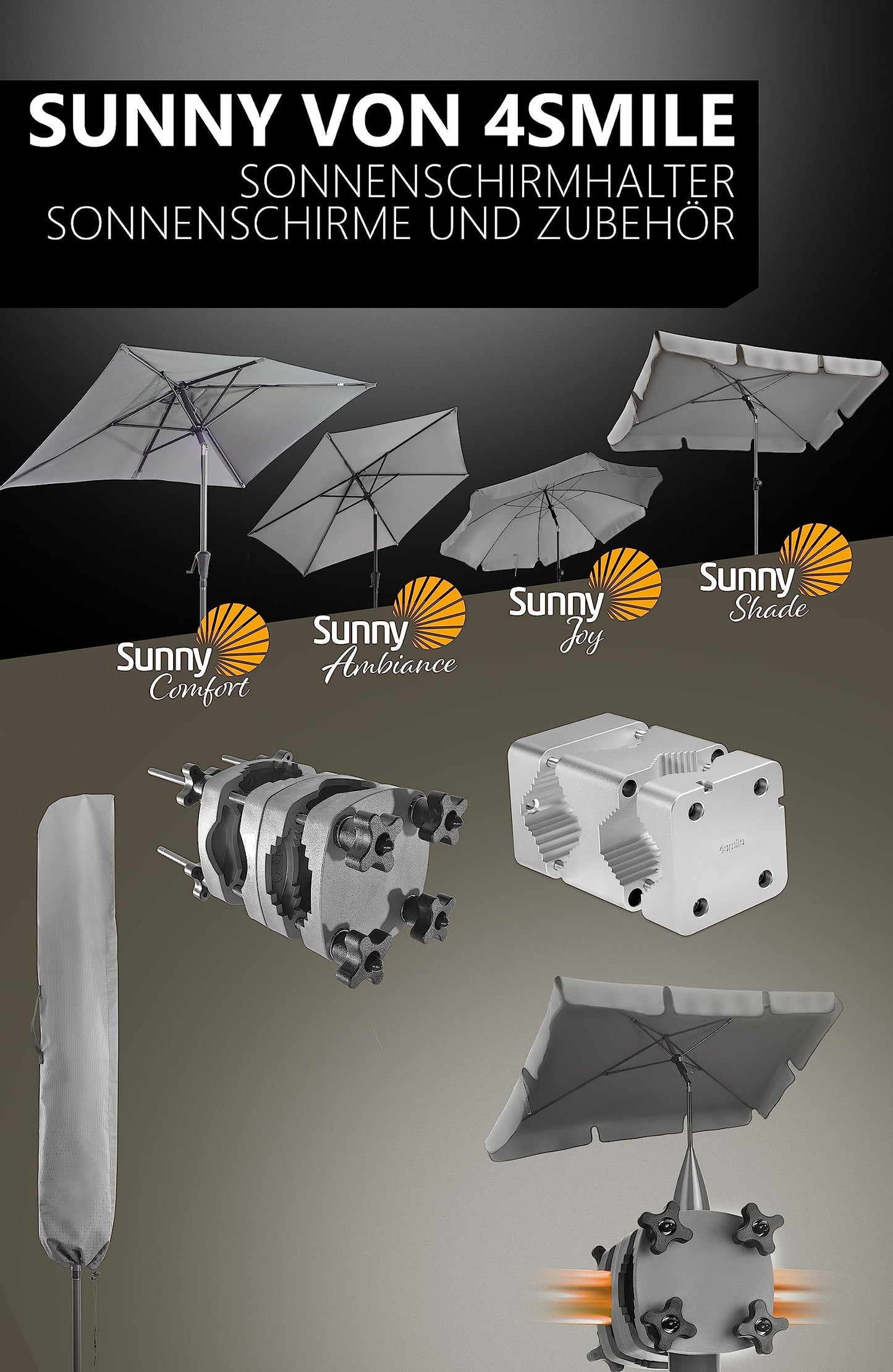 4smile metal sunshade holder, balcony umbrella mounting stainless steel flexible balcony bracket.