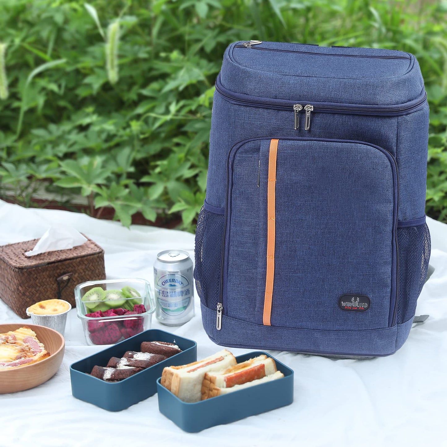 MCXKJ 28L Cooler Backpack Cooling Bag Picnic Bag Large Insulated Cooler Bag for Men Women for Beach/Picnic/Camping/Grill/BBQ/Hiking (Blue)