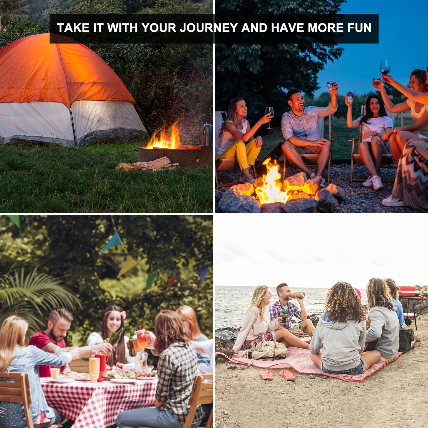 onlyfire Portable Rotisserie Kit for Solo Stove Bonfire 49.6cm Fire Pit, Rotisserie with Motor, 2 Meat Forks, and Adjustable Grill Grate for Camping, Outdoor, BBQ