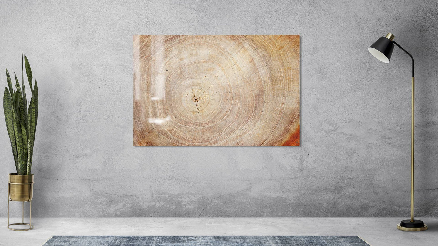 ALLboards glass magnetic board tree trunk nature tree core 90x60cm glass memo board with tree trunk design. Magnetic wall board for writing notes, magnetic board wall decoration.