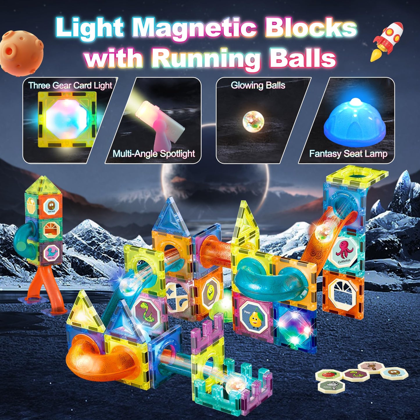 Magnetic building blocks 75 pieces Marble run magnets for kids, Magnetic building blocks kit toy for ages 3+, Creative 3D magnetic building blocks, Magnetic game gifts for boys girls home & schools π ππ§