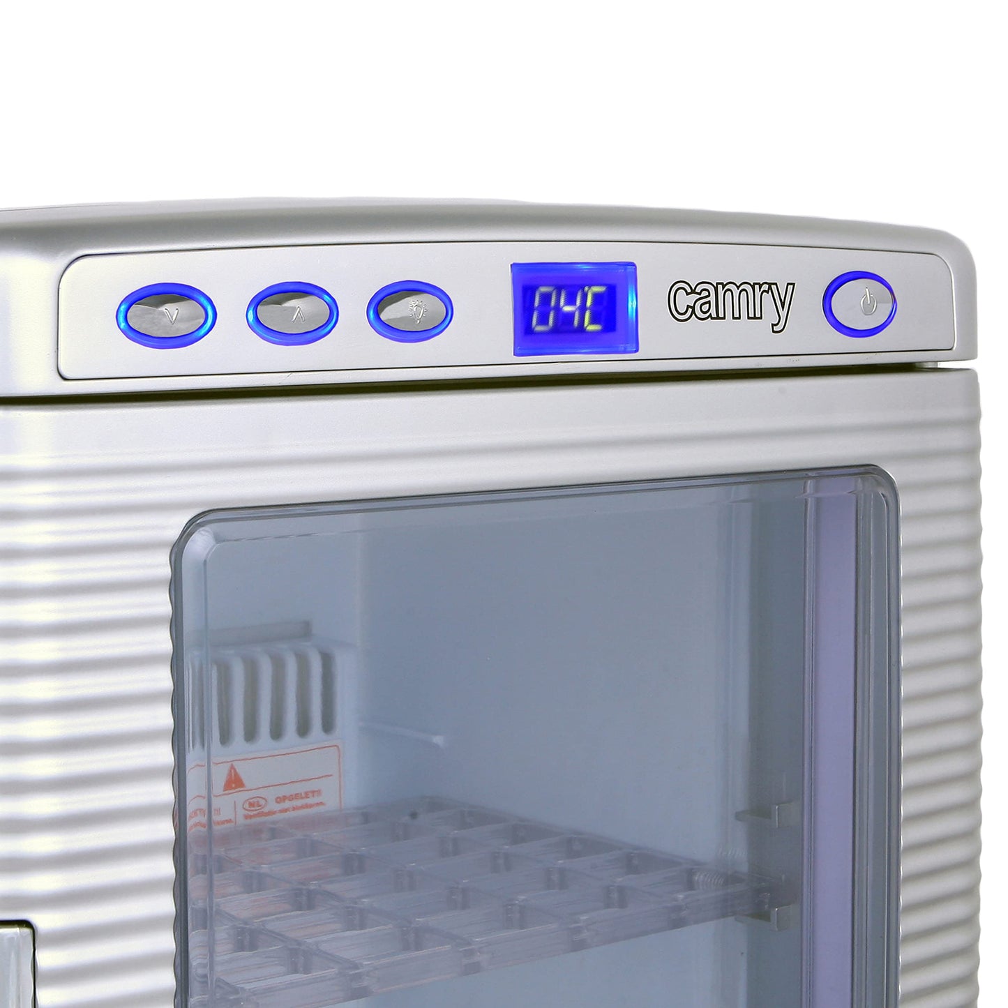 JUNG Mini Fridge CR8062 20L, cooling and heating function, 2 connectors, LCD display, silver.