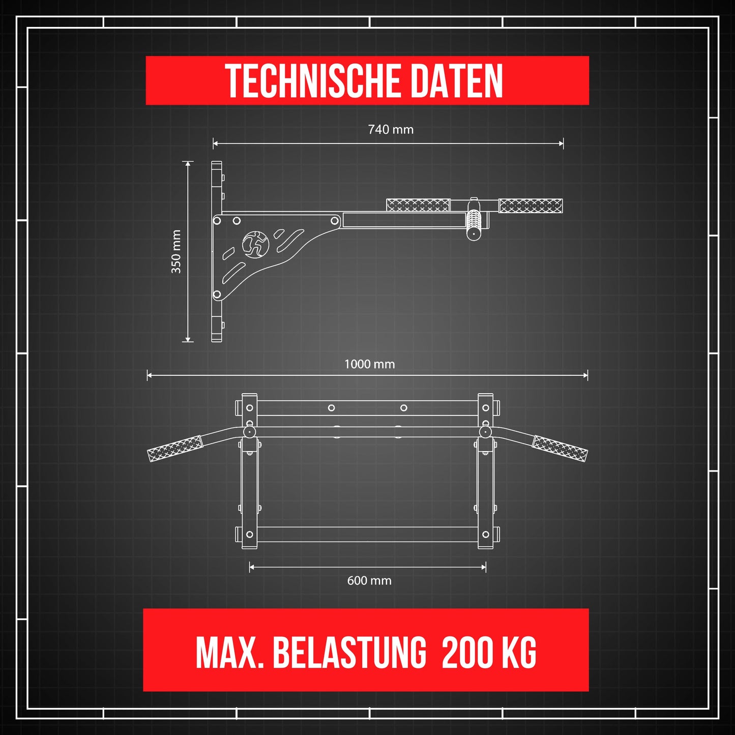 K-Sport: Pull-up bar for wall mounting with pull-up bar & 3 different grips I Pull-up tower for muscle training I Pull Up Mate, incl. E-Book