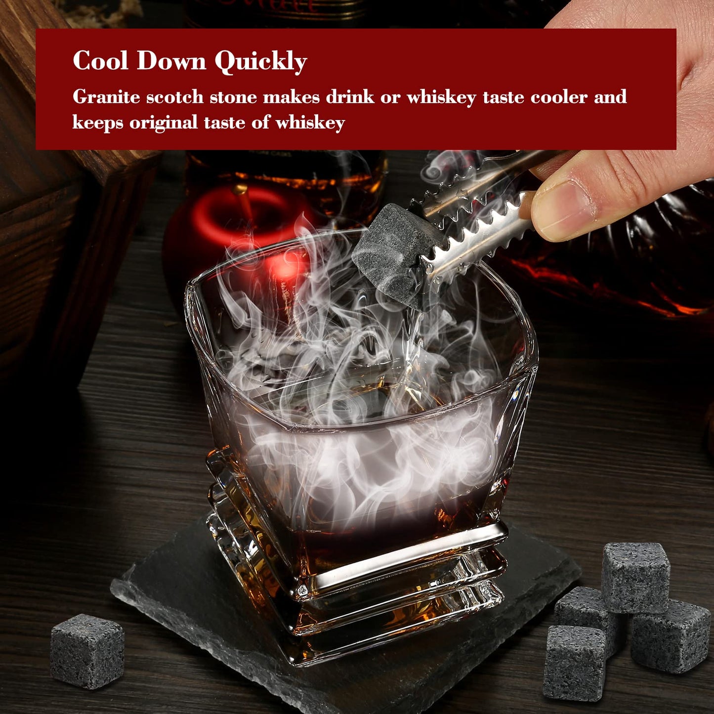 Dad's Christmas gift, Cocktail Smoker Kit, Whisky Stones, Culinary torch, Old Fashioned Whiskey Smoker Drinks Kit, Cocktail Accessories, Bourbon-Walnut (Butane not included)