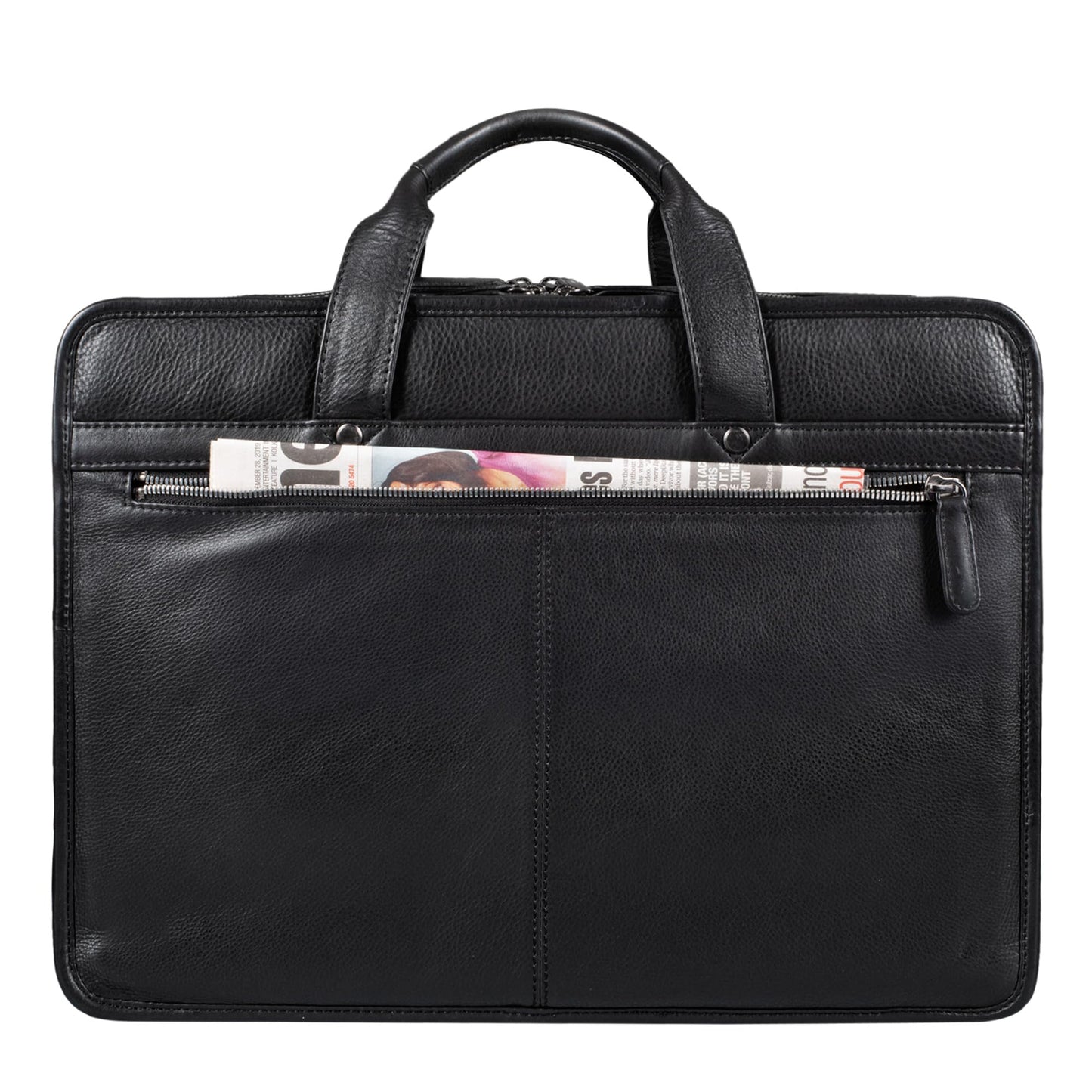 STILORD 'Yves' Briefcase Men Women Leather Business Bag Document Bag 15.6 Inch Laptop Bag Business Bag Teacher Bag Real Cowhide Leather, Color: Black