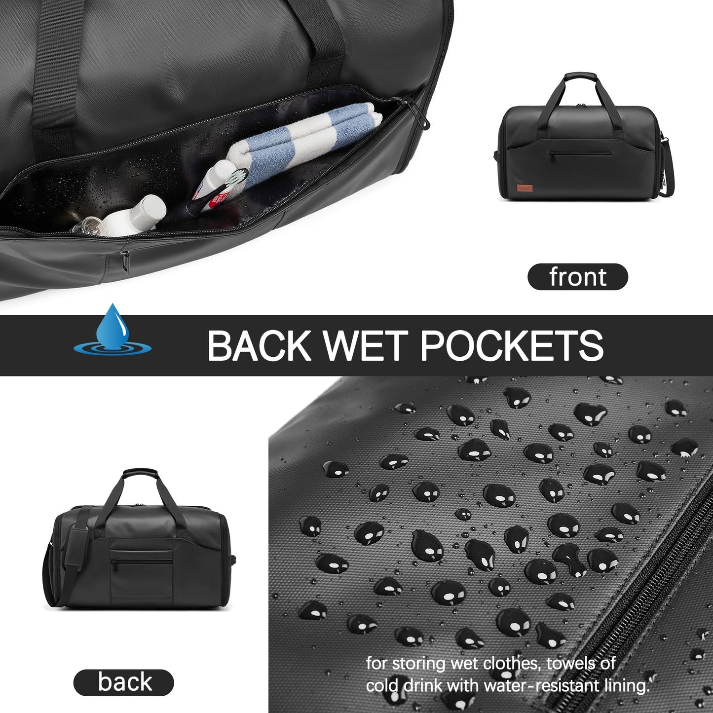Moulyan 55L Suit Bag, Waterproof Garment Bag Travel Bag with Shoe Compartment Wet Compartment, 3 in 1 Suit Bag Travel Bag Garment Duffle Bag Travel Bag Men Women