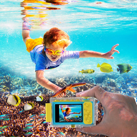 Kriogor Camera Kids, waterproof kids digital camera and video camera with HD 1080P/8MP/2 inch screen/32G TF card, gifts for kids (Blue)