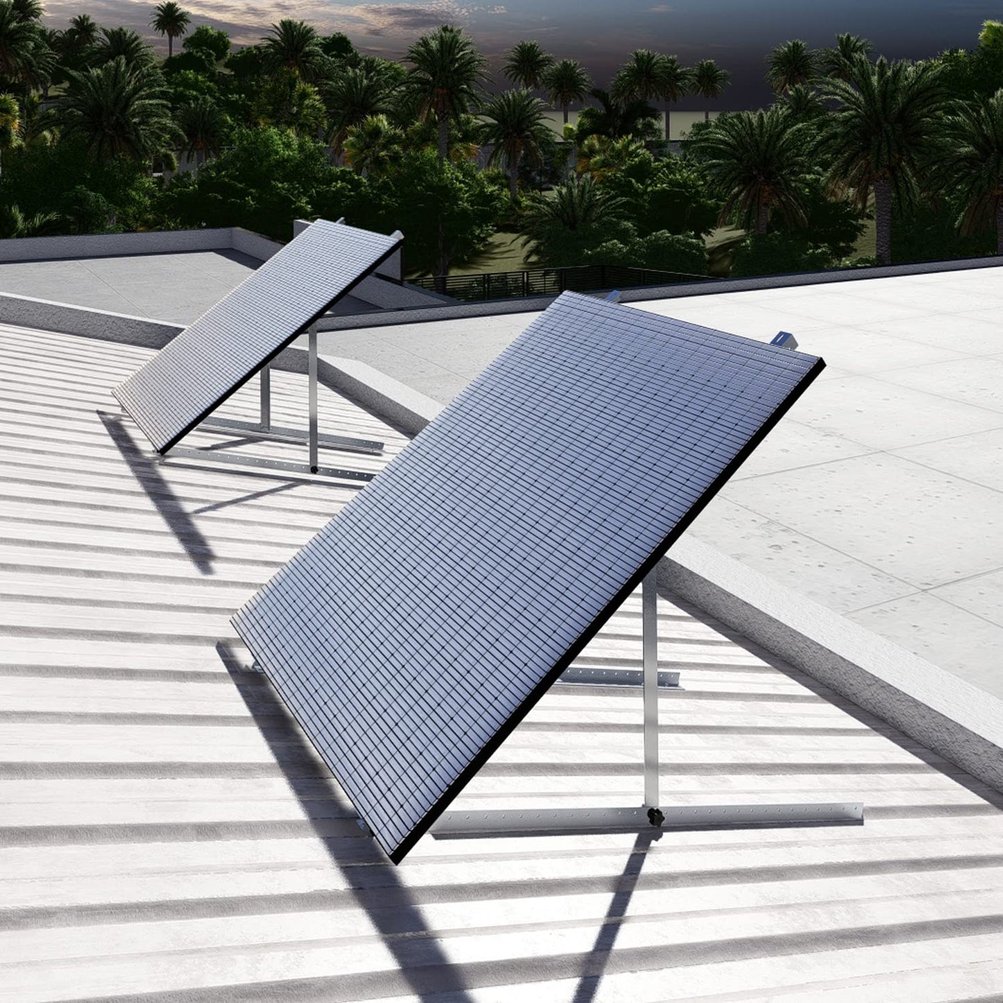 2 pairs of solar panel mounts 46 inches (1180MM), universal flat roof solar module mounting for solar panels with adjustable tilt angle, fastening, adjustable brackets