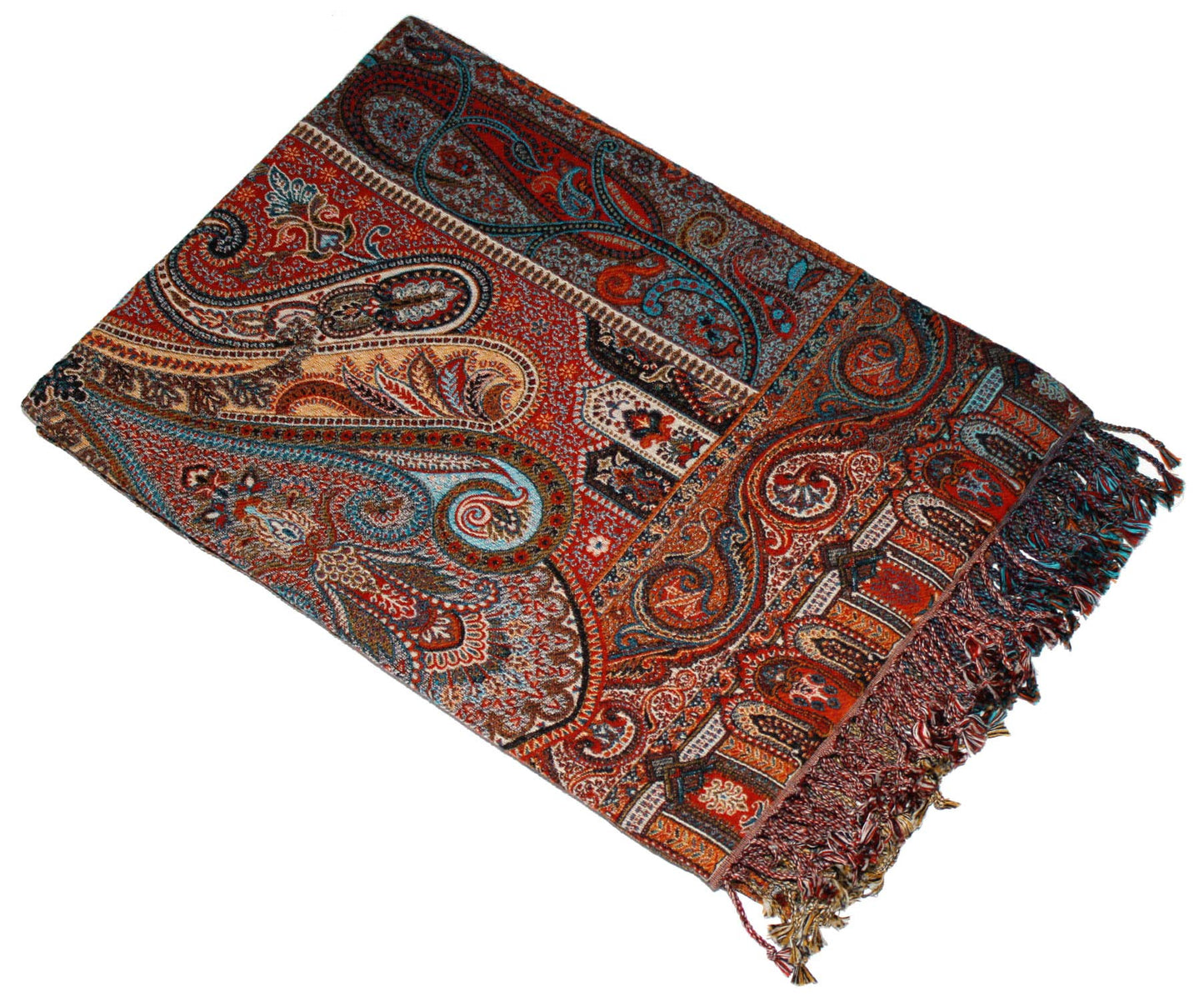 Lorenzo Cana luxury wool blanket jacquard woven from cotton with finest Merino wool - lamb colorful Paisley throw blanket wool sofa blanket cuddly blanket plaid 130 cm x 180 cm 96250