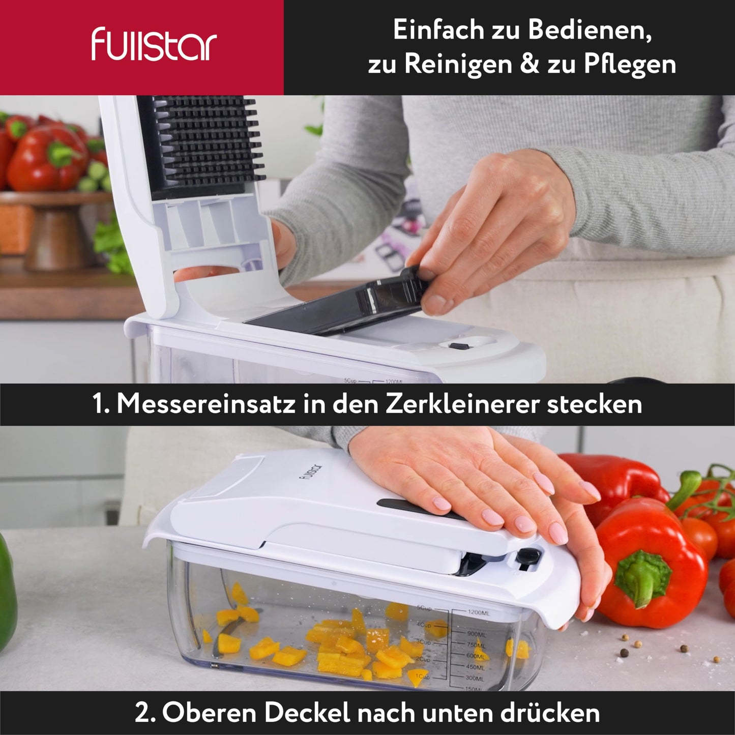 Vegetable slicer, spiralizer, mandoline - Veggie cutter, onion chopper, potato slicer, fruit cutter - (9-in-1 - White)