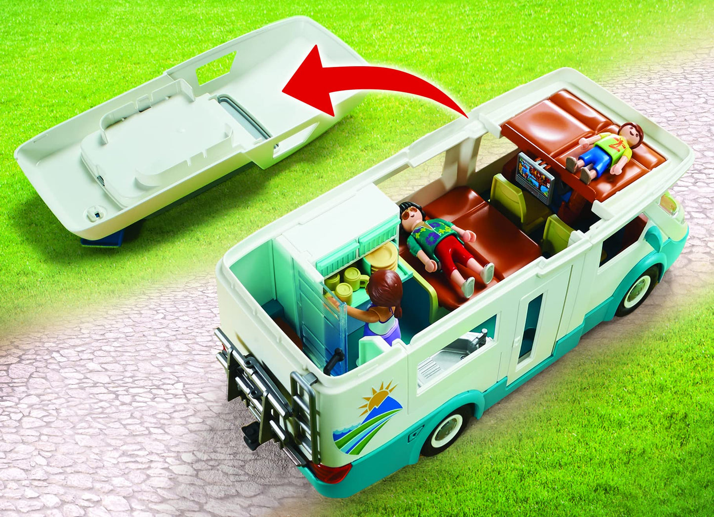 PLAYMOBIL | Family Fun | Family RV | with removable roof | Toy for kids 4+ years | 70088