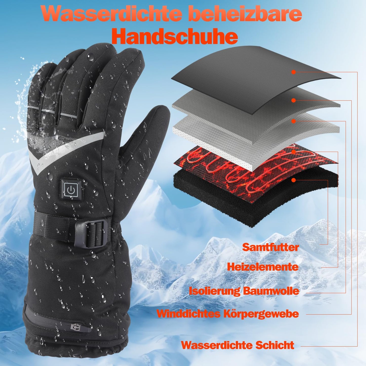 Tantu Heated Gloves for Men and Women, Heated Gloves with 7.4V/2×5000mAh Rechargeable Batteries, 4 Heat Settings Choose Gloves with Heating for Skiing Camping Hiking Motorcycle Gloves