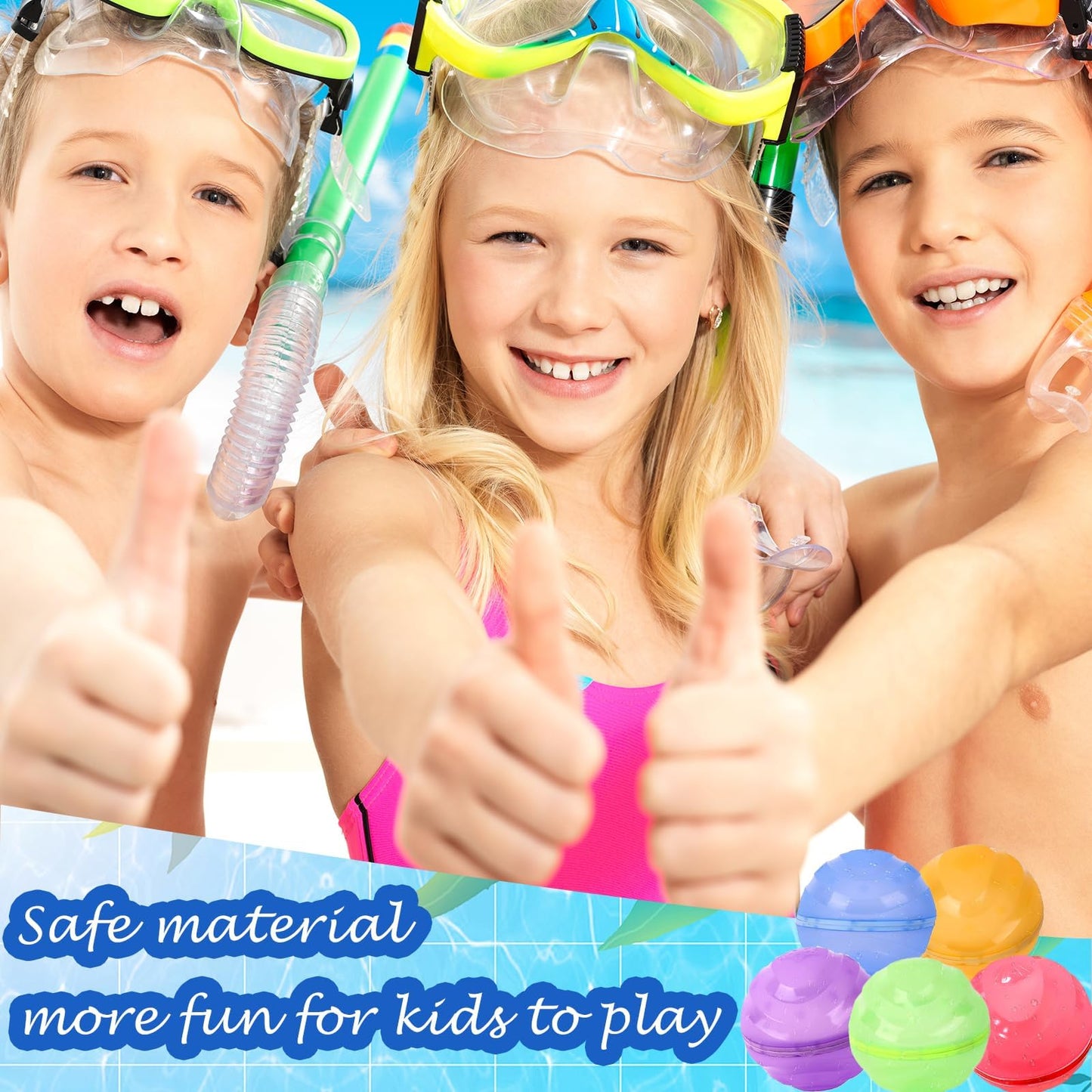 Ligtmore water balloons self-sealing, 16 piece reusable water balloons, magnetic water balloons, 1-second quick-fill water balloon set, suitable for kids, adults, beach, pool party.