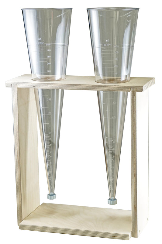 Imhoff sedimentation cone, witeg, 1,000 ml, DIN 12672, made of SAN, with outlet closure stopper, graduated up to the tip.