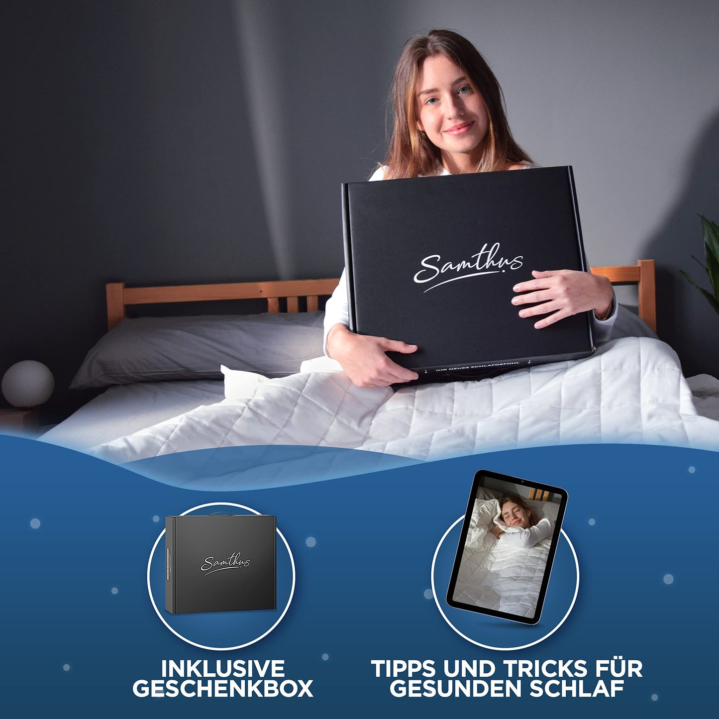 Samthus Weighted Blanket 135x200cm 7kg Oeko-Tex Certified - Relaxation Blanket 100% Cotton - Heavy Anti-Stress & Therapy Blanket - Sleep better with our weighted duvet - Weighted Blanket