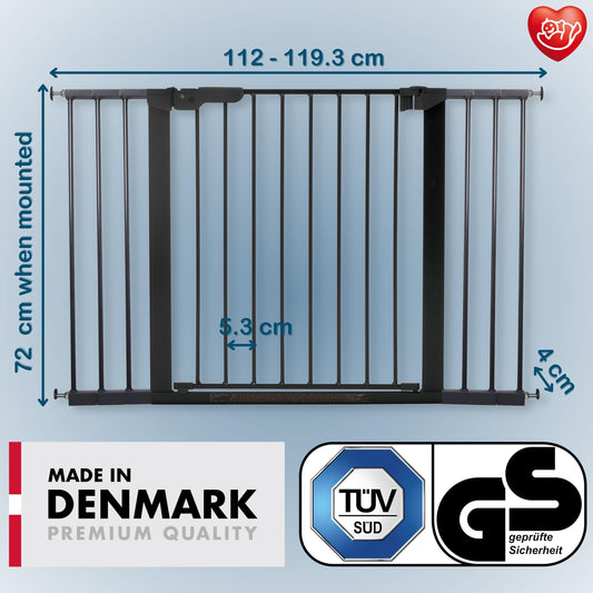 Baby Dan 60116-2696-02-88 Door Guard, 1 pressure mount, for doors or stairs, 73.2 x 71.8 x 5 cm, black