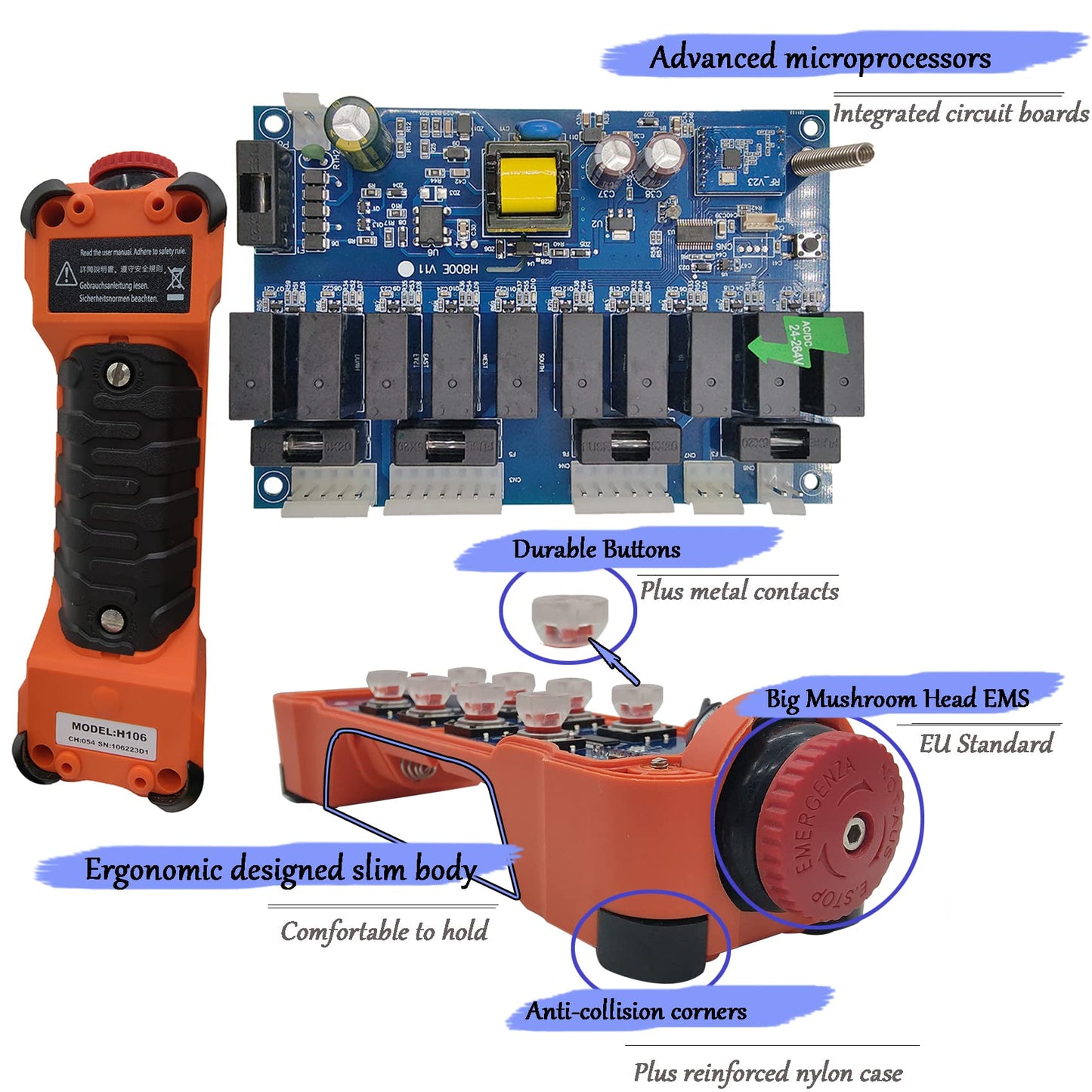 2 speed wireless crane remote control remote control 24-264V 24V 36V 220V 8 button transmitter receiver industrial radio remote control for overhead crane gantry crane electric hoist crane