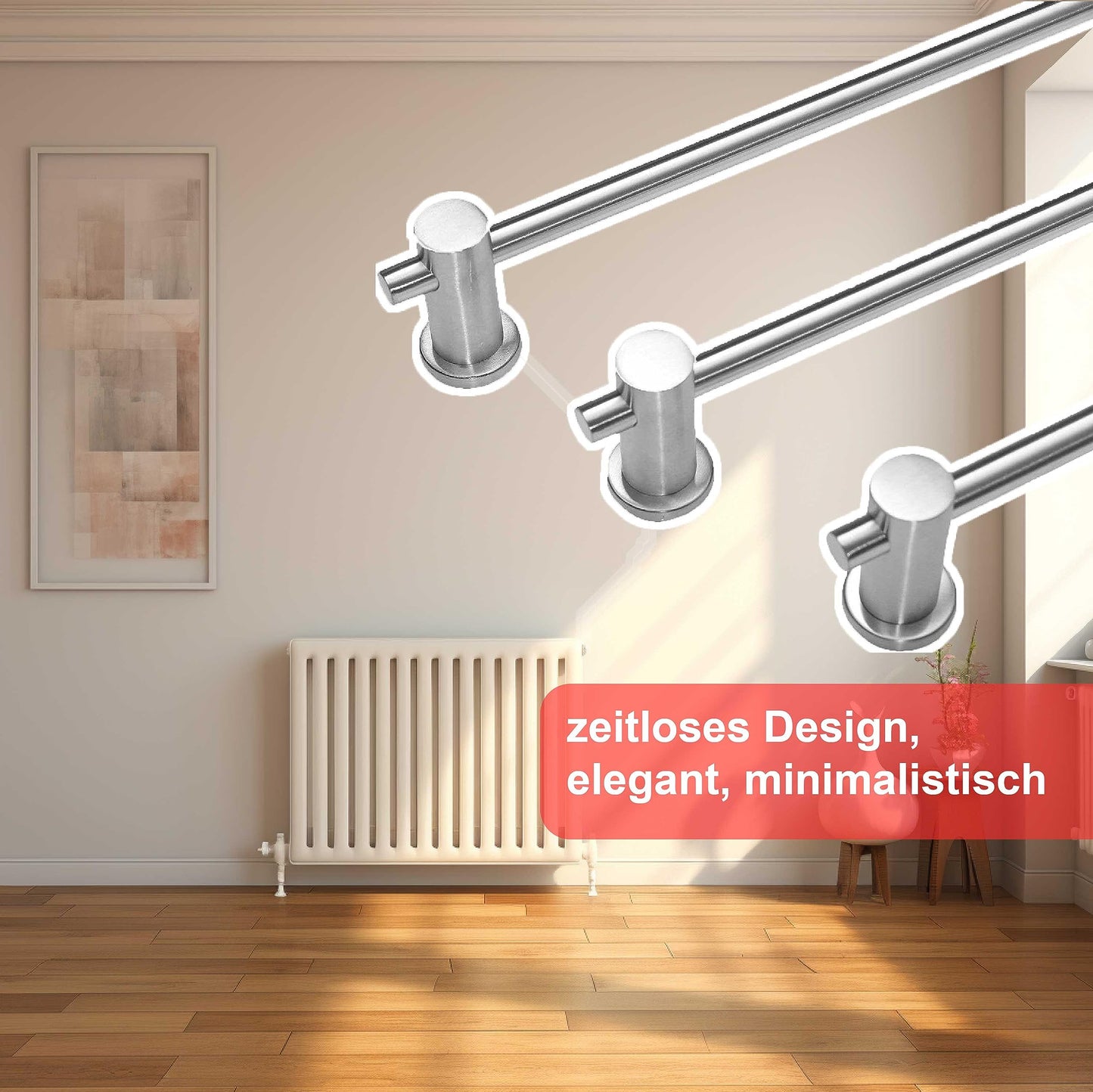 Stainless steel towel holder with magnetic attachment in 7 lengths 40-100cm (50cm)