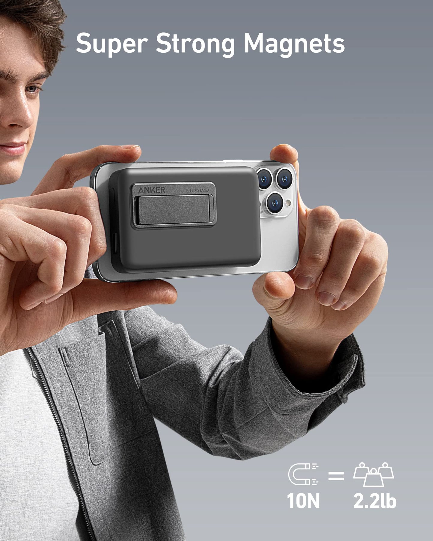 Anchor 633 Magnetic Power Bank, 10,000mAh folding magnetic wireless power bank. Only compatible with iPhone 17/16/15/14/13/13 Pro / 13 Pro Max / 12/12 Pro and 12 Pro Max.