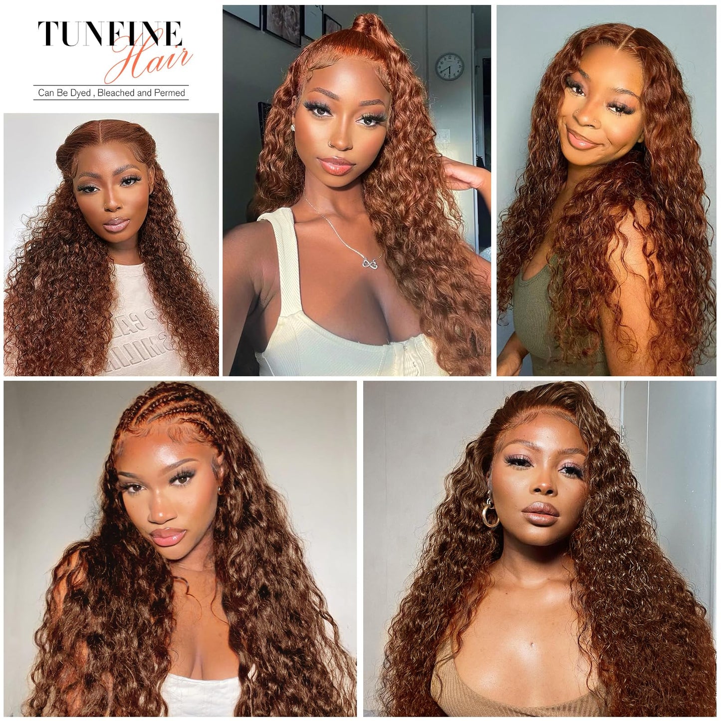 24 Inch Real Hair Wig 13x4 Transparent Lace Front Wig made of Human Hair for Black Women, Deep Wave Human Hair Wig in Brown Color, Curly Real Hair Wigs for Women with 150% Density 60cm.