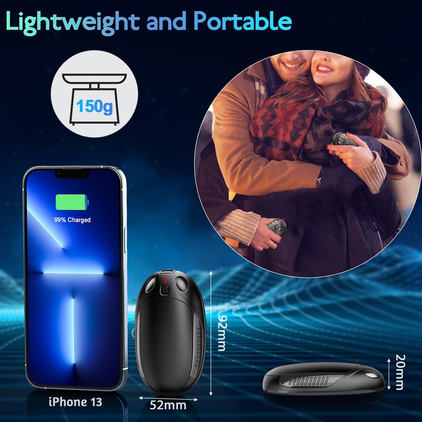 Electric hand warmer, 2-pack rechargeable hand warmer with 4 heat modes. Ideal warm gift for outdoor sports, golf, camping.