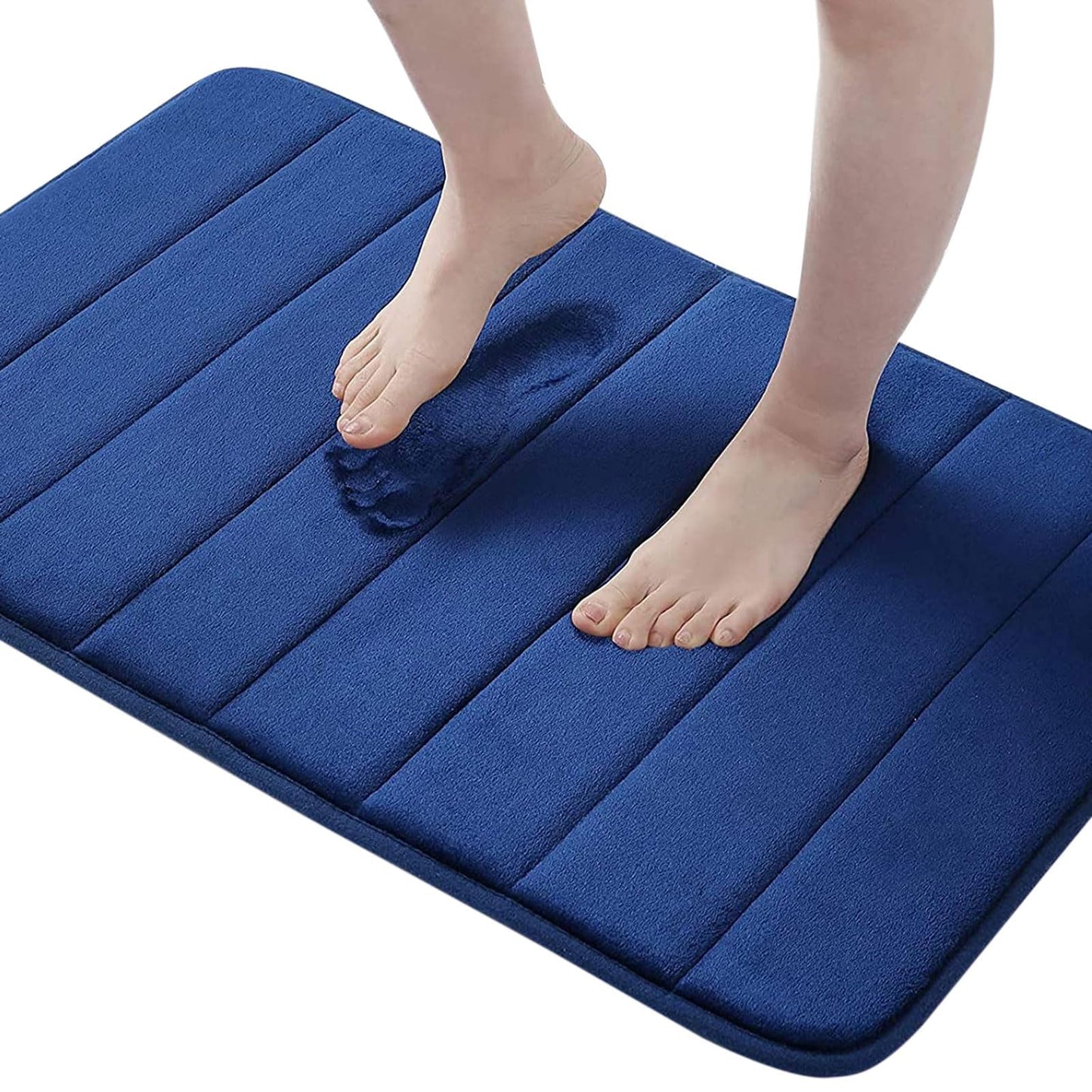 Homaxy Memory Foam Bathroom Bath Mat Absorbent Non-Slip Bath Rug Washable Bath Mat - 51 x 76 cm, Navy Blue