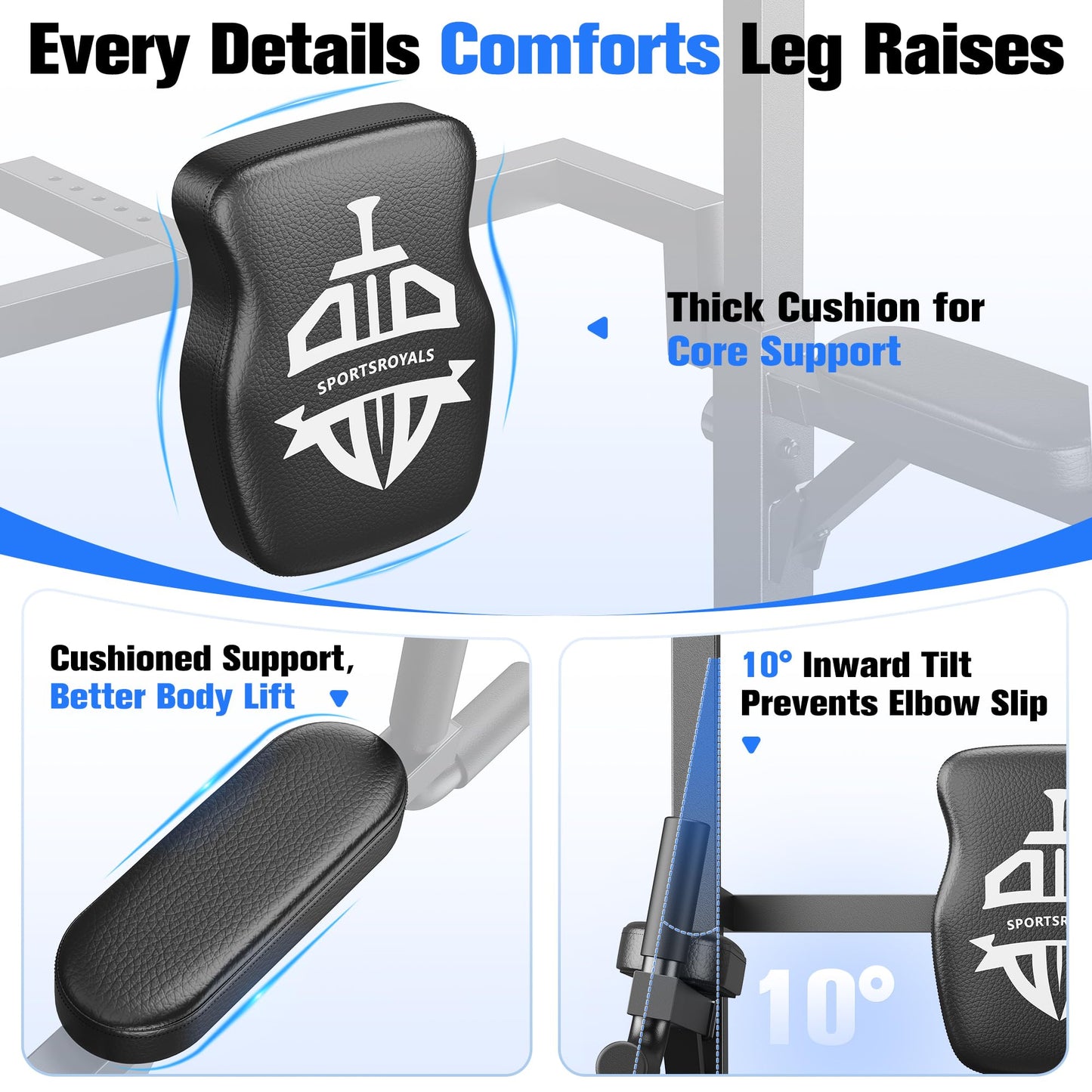 Sportsroyals Power Tower, Dip Station, Pull-Up Bar for home fitness gym strength training equipment, 204 kg.