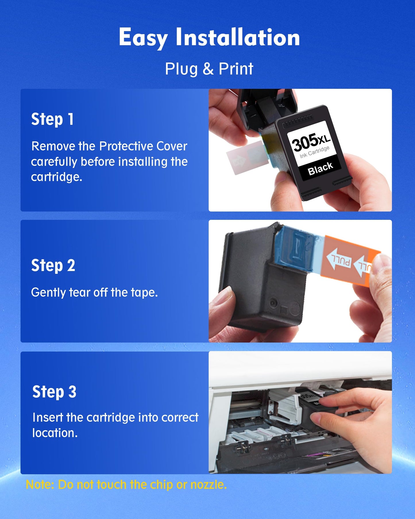305 XL Printer Cartridges Compatible for HP Deskjet 2700 4220e 2720e 2710e 2710 2720 2722 4100 4110 4120 Envy 6020e 6032e 6032 (2-Pack)