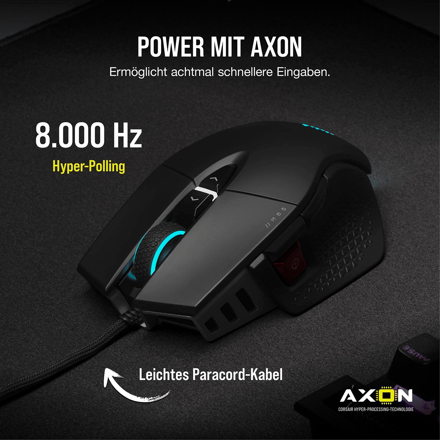 CORSAIR M65 RGB ULTRA Wired Tunable FPS Gaming Mouse - 26,000 DPI - Optical Switches - Weight System - AXON Hyper-Processing Technology - iCUE Compatible - PC, Mac, PS5, PS4, Xbox - Black