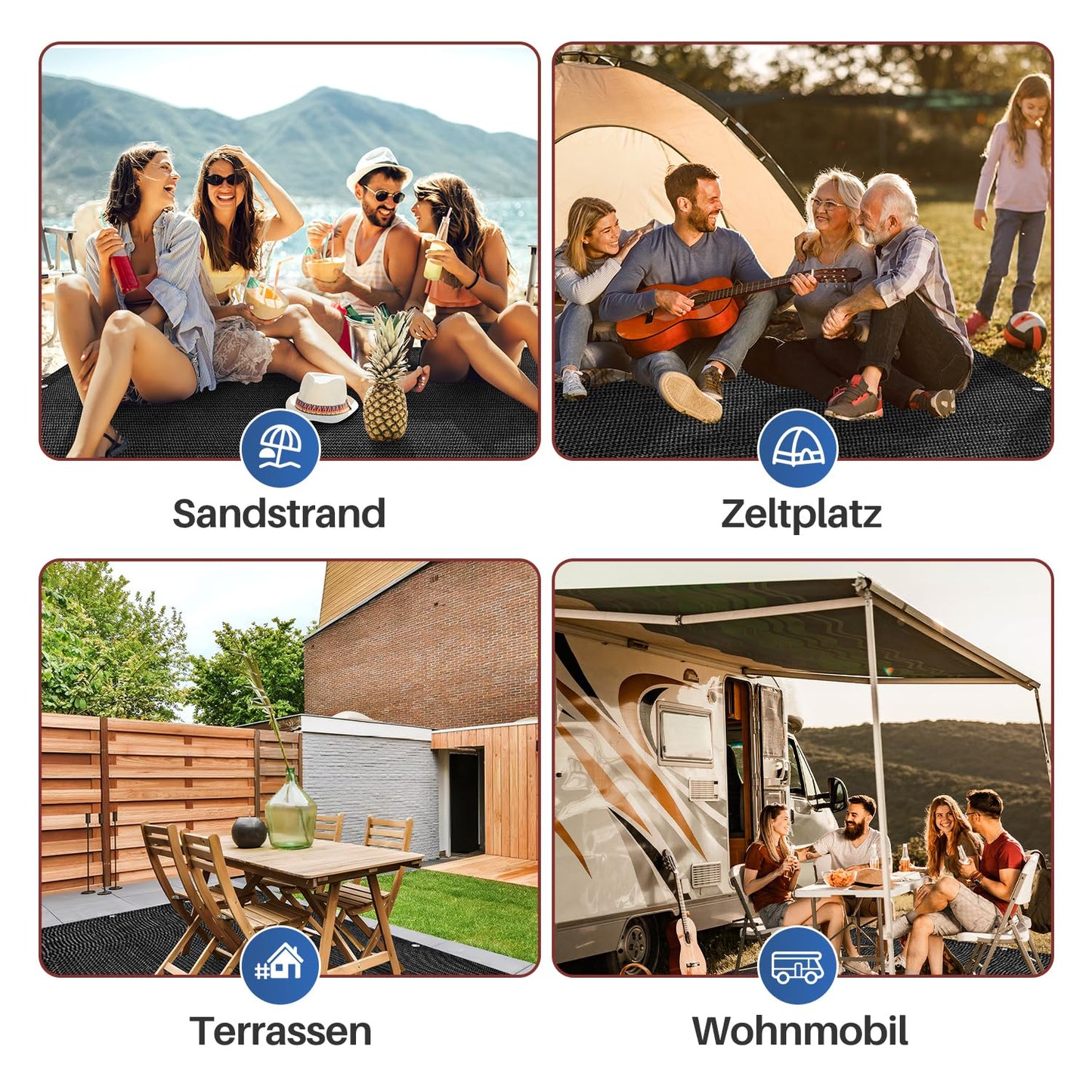 Sun World awning carpet 250x550cm, High-quality camping mat, Breathable non-slip tent carpet in black, Outdoor camping mat with 12 holes, 13 pegs, and carrying bag.