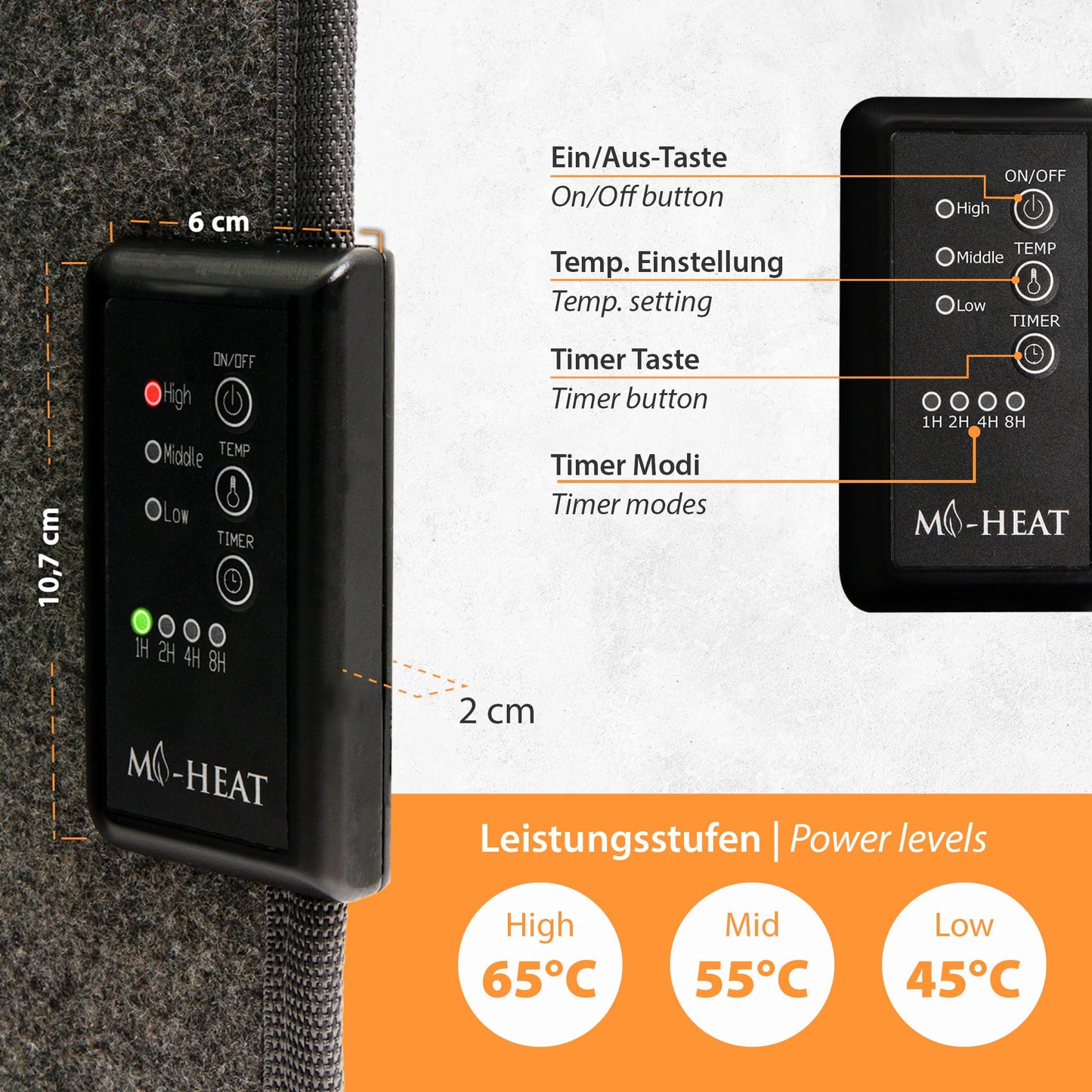 Mi-Heat Infrared Desk Heater Panel 260W | Floor Heater for Office Desk Workspace Under the Table | Temperature up to 140°F Foldable, Gray
