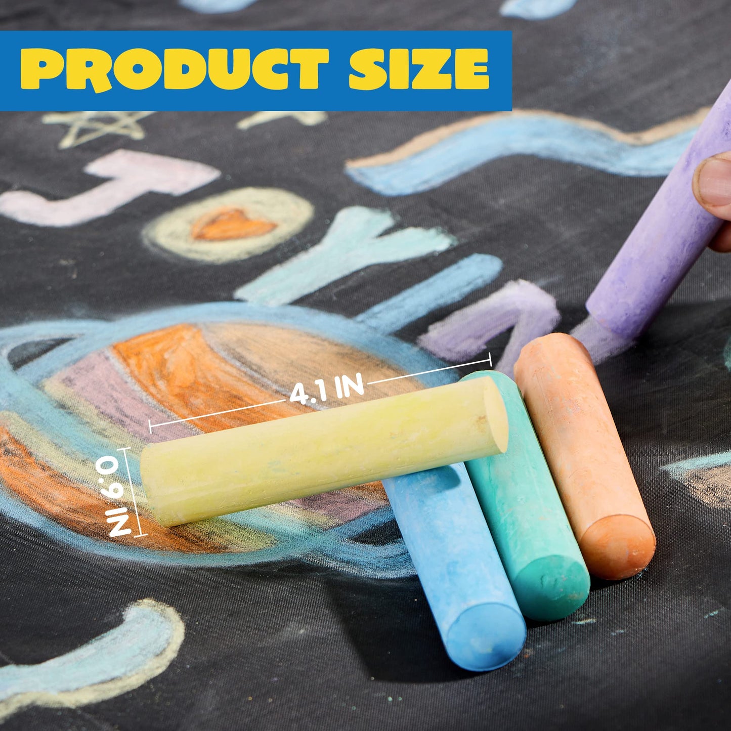 JOYIN 120 Piece Chalk, Giant box Non-Toxic Jumbo Washable Sidewalk Chalk, Sidewalk Chalk for Blackboard and Street in 10 Colors, Kids and Teacher Chalk Set