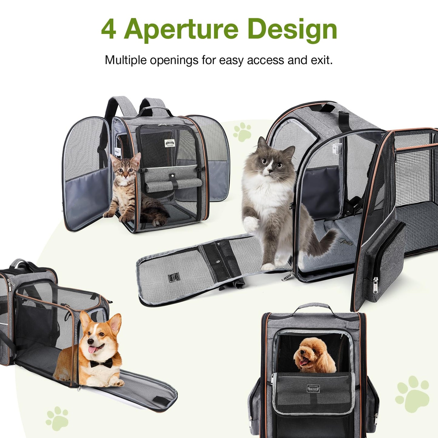 Lekebobor Cat Backpack Carrier, expandable pet carrier backpack for small dogs, medium cats, up to 18 lbs, dog backpack carrier, hiking, outdoor use