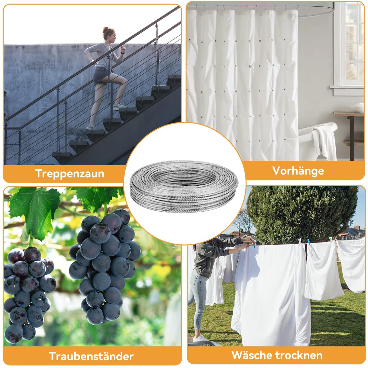 VIGRUE 32ft 3mm Wire Rope Kit, 304 Stainless Steel Thickened Wire Rope Tensioner, Steel Rope Covered, with Eyelets Cable Tensioning Kit Turnbuckle and Lever for Party, Festival, Wedding, Staircase, Camping.