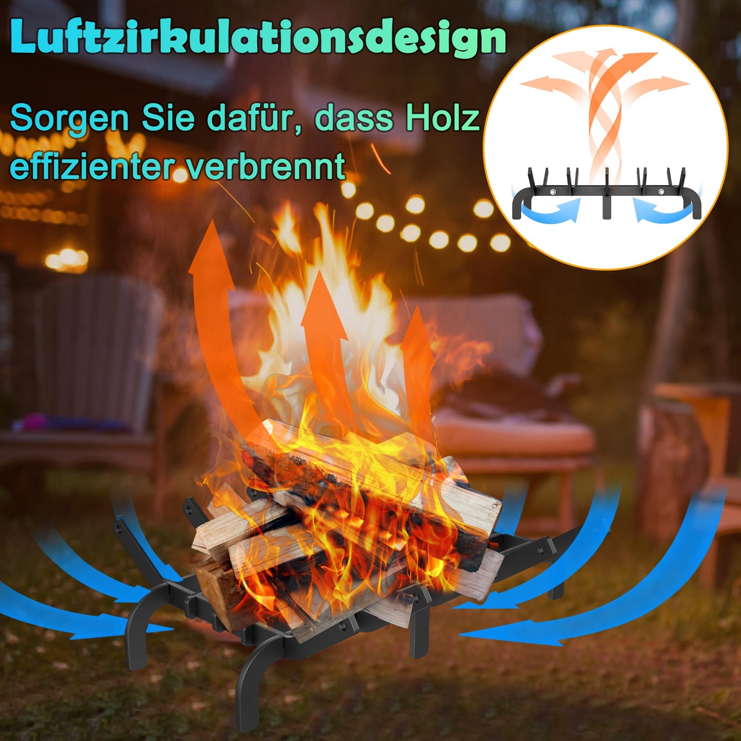 42cm fireplace grates for burning firewood in a cast iron wood rack, indoor wrought iron grill fireplace grate for indoor fireplaces, outdoor camping cooking, fire starting tools wood stove, Tye A