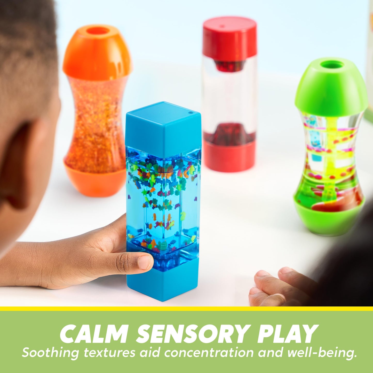 JOYIN 4-Piece Liquid Motion Bubbler Timer, Intellectual Decompression Sensory Toy, Squeeze Toy, Kids Emotional Learning Aid, Stress Relief Toy 3+, Gift for Children